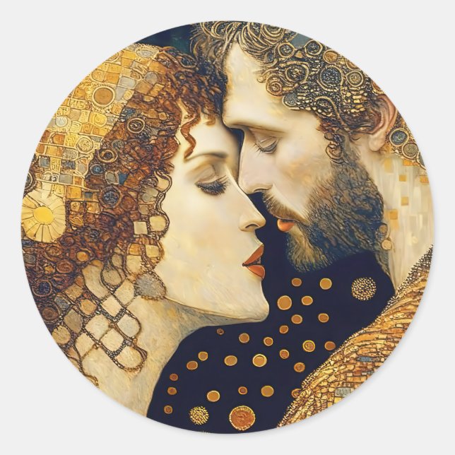 Art Nouveau A Couple In Love  Classic Round Sticker (Front)