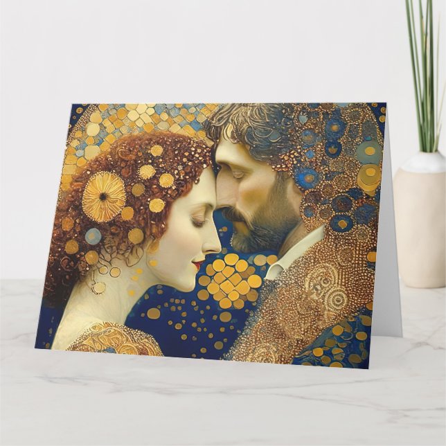 Art Nouveau A Couple In Love Thank You Card (Front)