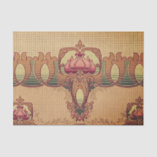 Art nouveau abstract flower burgundy red green tissue paper