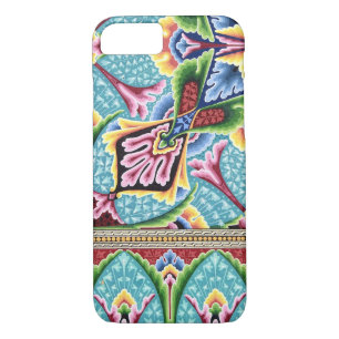 Art nouveau abstract pattern blue pink textile art iPhone 8/7 case