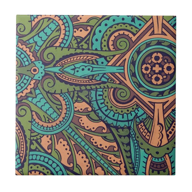 Art nouveau abstract pattern christopher dresser ceramic tile (Front)