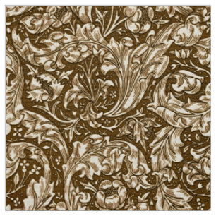 Art Nouveau Acanthus Leaves and Flowers, Brown  Fabric