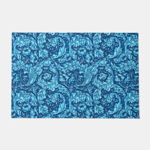 Art Nouveau Acanthus Leaves and Flowers, Sky Blue Doormat