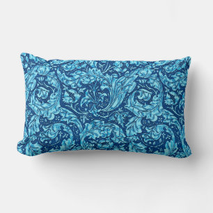 Art Nouveau Acanthus Leaves and Flowers, Sky Blue Lumbar Cushion