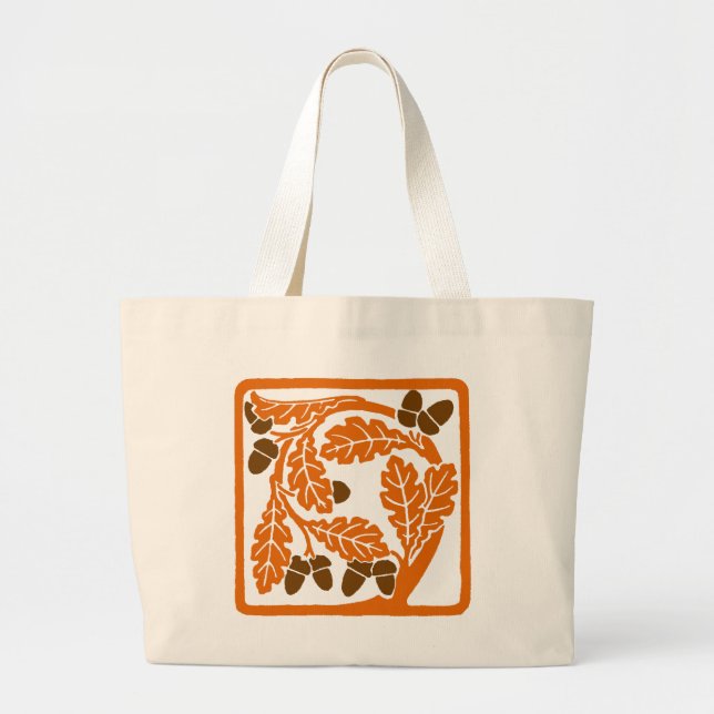 Art Nouveau Acorns and Leaves Large Tote Bag (Front)