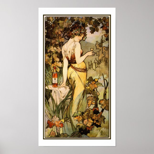 Art Nouveau Alfons Mucha, cognac 10" x 18" Poster (Front)