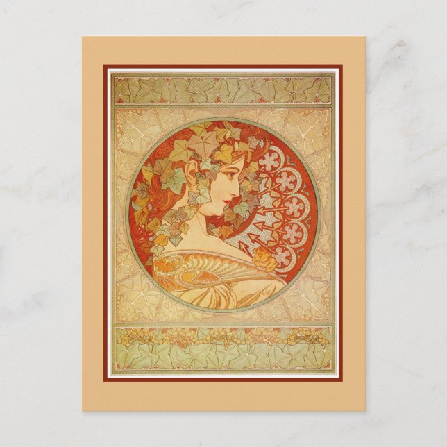 Art Nouveau Alfons Mucha, model Ivy Postcard (Front)