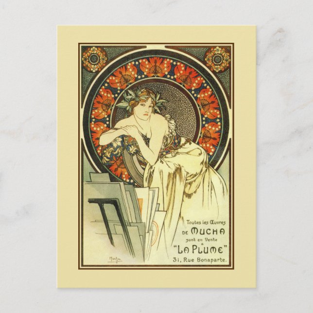 Art Nouveau Alfons Mucha,  portfolio ad Postcard (Front)