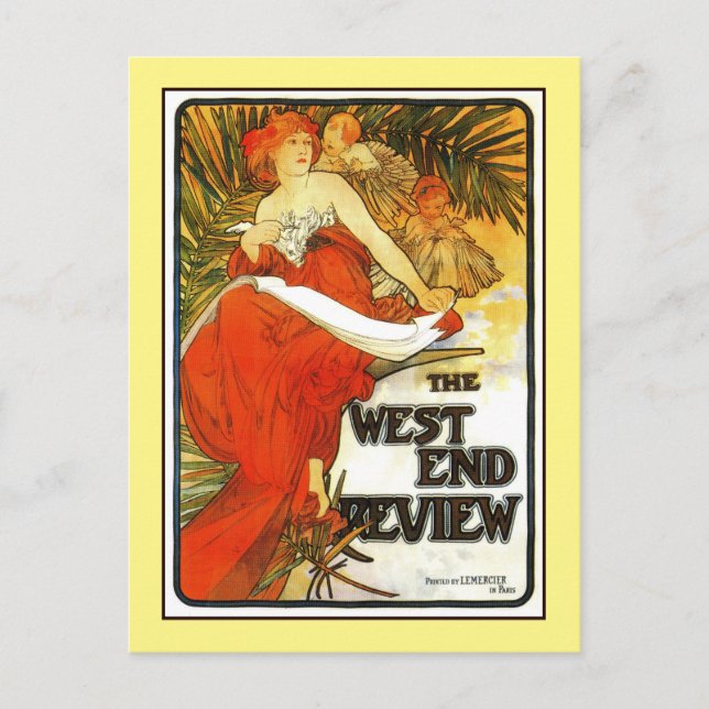 Art Nouveau Alfons Mucha, UK magazine ad Postcard (Front)