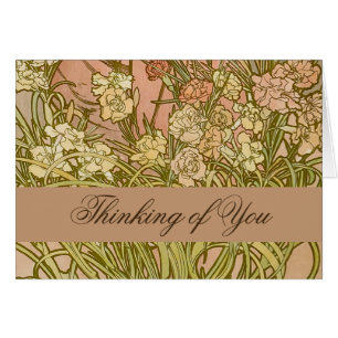 Art Nouveau Alfonse Mucha Floral carnation flowers