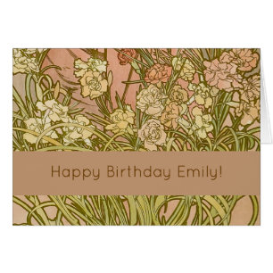 Art Nouveau Alfonse Mucha Floral carnation flowers