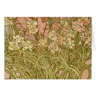 Art Nouveau Alfonse Mucha Floral carnation flowers