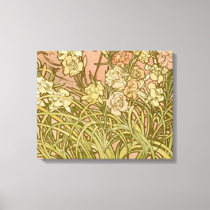 Art Nouveau Alfonse Mucha Floral carnation flowers Canvas Print