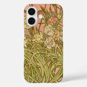 Art Nouveau Alfonse Mucha Floral carnation flowers iPhone 16 Case