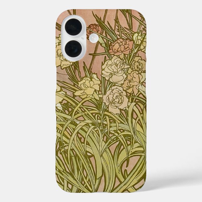 Art Nouveau Alfonse Mucha Floral carnation flowers Case-Mate iPhone Case (Back)