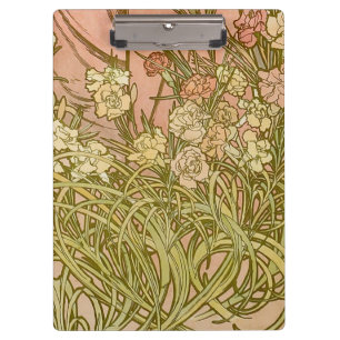 Art Nouveau Alfonse Mucha Floral carnation flowers Clipboard