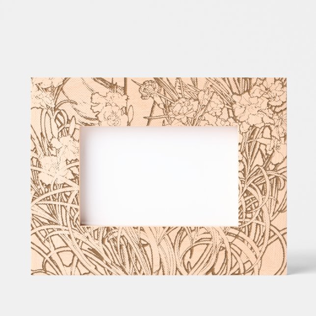 Art Nouveau Alfonse Mucha Floral carnation flowers Etched Frames (Front)