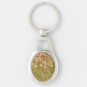 Art Nouveau Alfonse Mucha Floral carnation flowers Key Ring