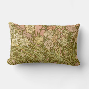 Art Nouveau Alfonse Mucha Floral carnation flowers Lumbar Cushion