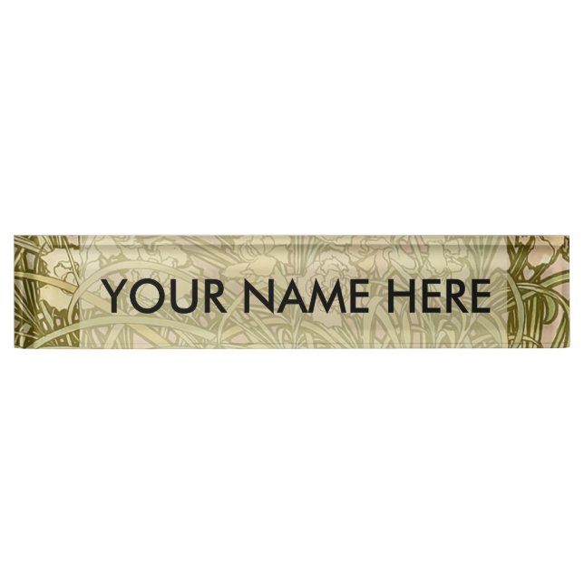 Art Nouveau Alfonse Mucha Floral carnation flowers Nameplate (Front)