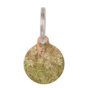 Art Nouveau Alfonse Mucha Floral carnation flowers Pet Tag