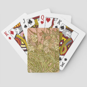 Art Nouveau Alfonse Mucha Floral carnation flowers Playing Cards