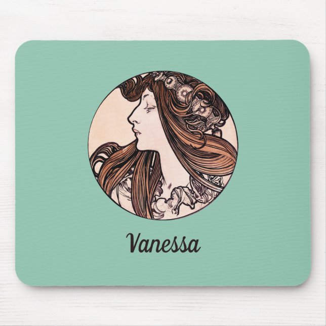 Art Nouveau Alphonse Mucha Boutique Fouquet Name Mouse Pad (Front)