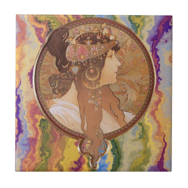 Art Nouveau - Alphonse Mucha Byzantine    Ceramic Tile (Front)