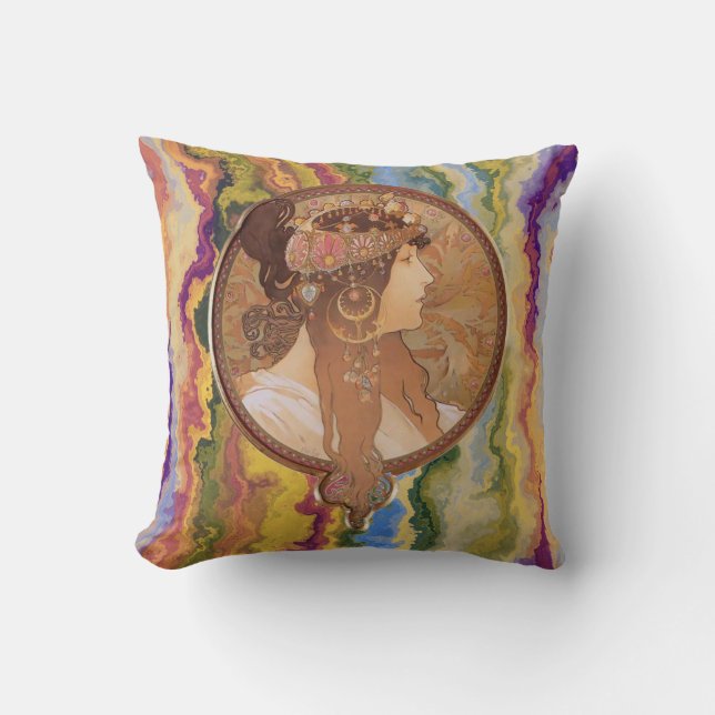 Art Nouveau - Alphonse Mucha Byzantine  Cushion (Front)