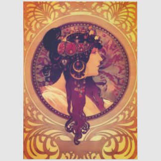 Art nouveau Alphonse Mucha Donna elegant woman Tissue Paper