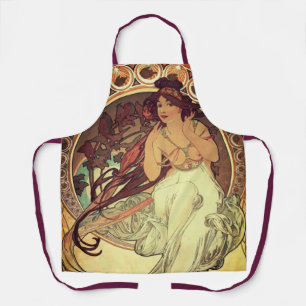 Art nouveau Alphonse Mucha elegant vintage woman  Apron