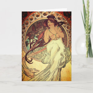 Art nouveau Alphonse Mucha elegant vintage woman Card