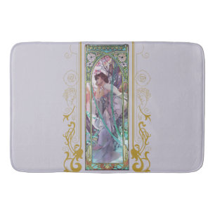 Art Nouveau Alphonse Mucha Evening Contemplation  Bath Mat