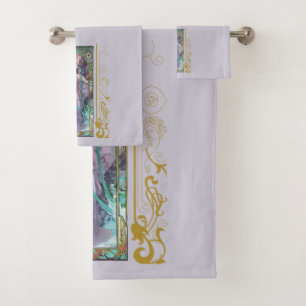 Art Nouveau Alphonse Mucha Evening Contemplation  Bath Towel Set