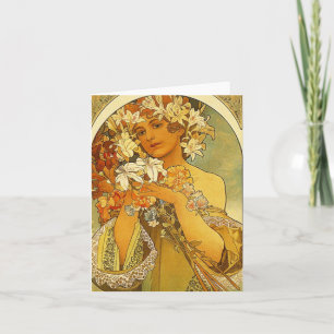 Art Nouveau Alphonse Mucha Flower Note Card