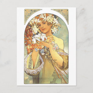 Art Nouveau - Alphonse Mucha "Flower" Postcard