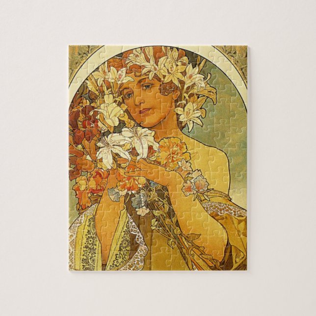Art Nouveau Alphonse Mucha Flower Puzzle (Vertical)