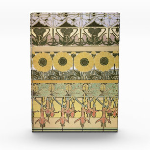 Art nouveau alphonse mucha fuschia sunflower flora photo block