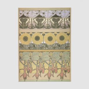 Art nouveau alphonse mucha fuschia sunflower flora tissue paper