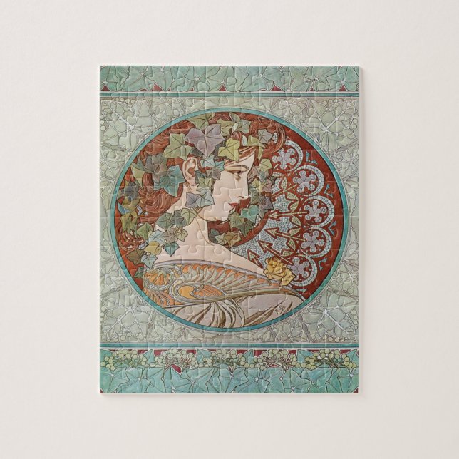 Art Nouveau Alphonse Mucha Ivy Girl Poster Jigsaw Puzzle (Vertical)