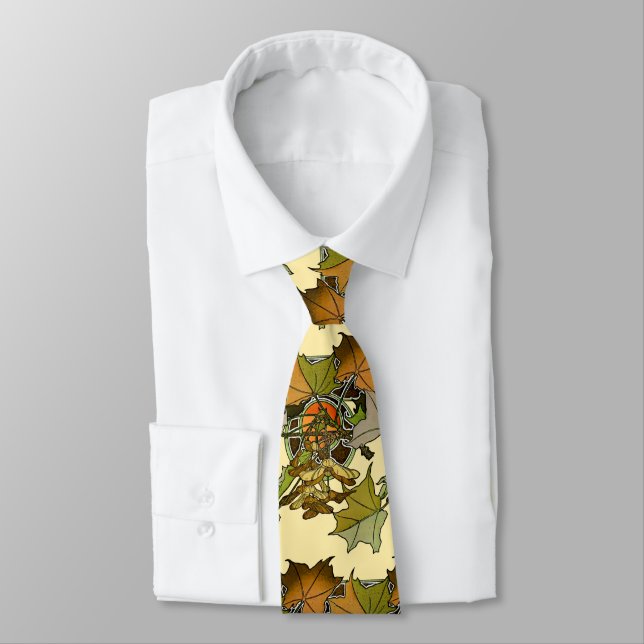Art Nouveau Alphonse Mucha Maple Leaves Pattern Tie (Tied)