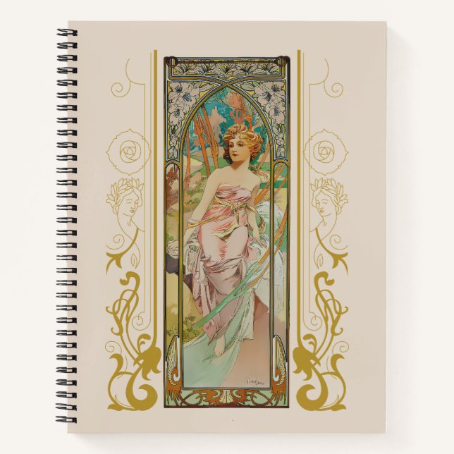 Art Nouveau Alphonse Mucha - Morning Awakening  Notebook (Front)