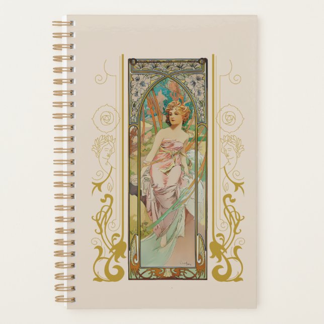 Art Nouveau Alphonse Mucha - Morning Awakening  Planner (Front)
