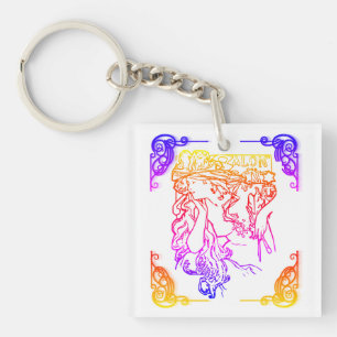 Art nouveau Alphonse Mucha salon woman colourful Key Ring