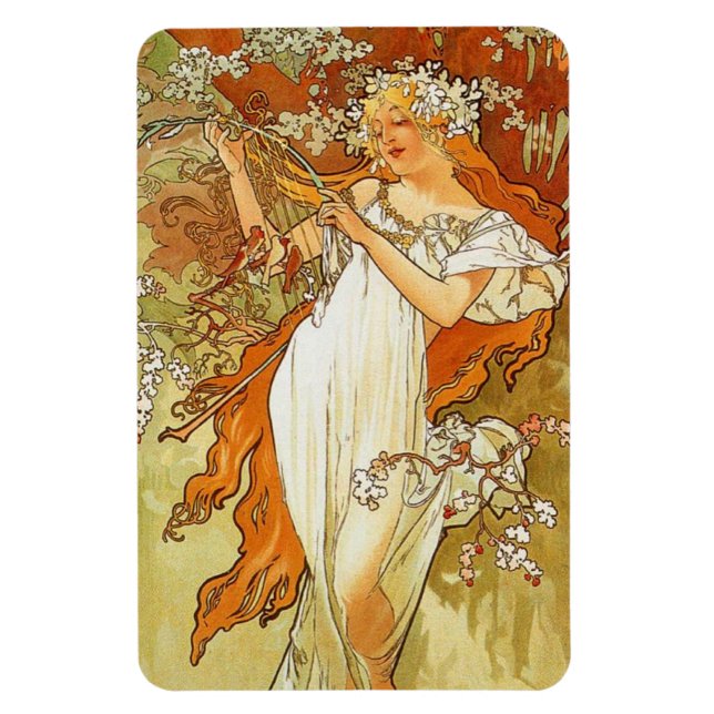 Art Nouveau Alphonse Mucha Spring Magnet (Vertical)