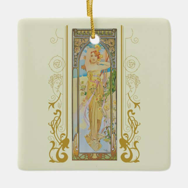 Art Nouveau Alphonse Mucha -The Brightness of Day  Ceramic Ornament (Front)