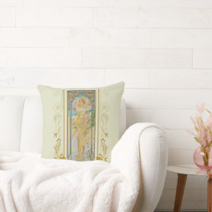 Art Nouveau Alphonse Mucha -The Brightness of Day  Cushion
