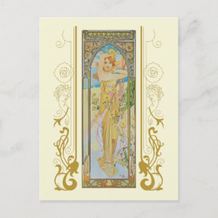 Art Nouveau Alphonse Mucha The Brightness of Day Invitation Postcard