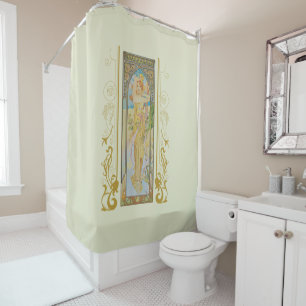 Art Nouveau Alphonse Mucha -The Brightness of Day Shower Curtain