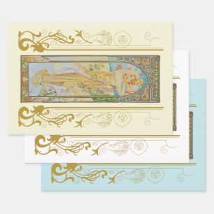 Art Nouveau Alphonse Mucha -The Brightness of Day Wrapping Paper Sheet